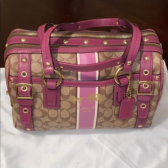 Coach Handbags - RARE Coach XL Heritage Double ZIP Stripe Satchel